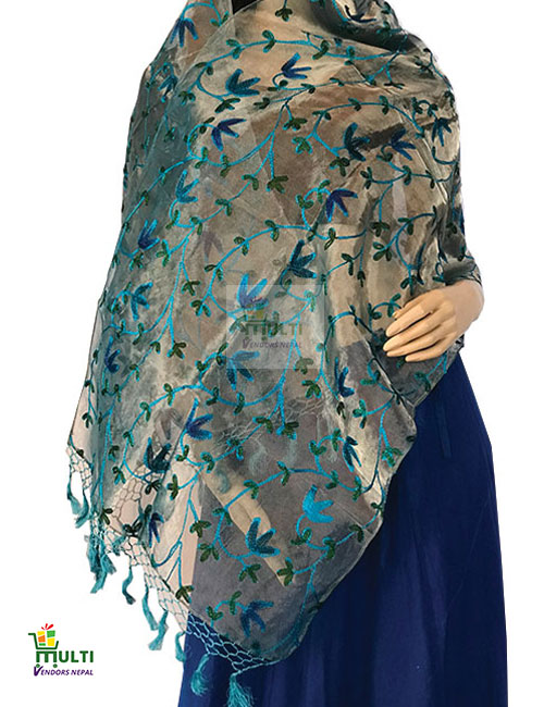 PB 276-A EMBROIDERED SILK SCARF